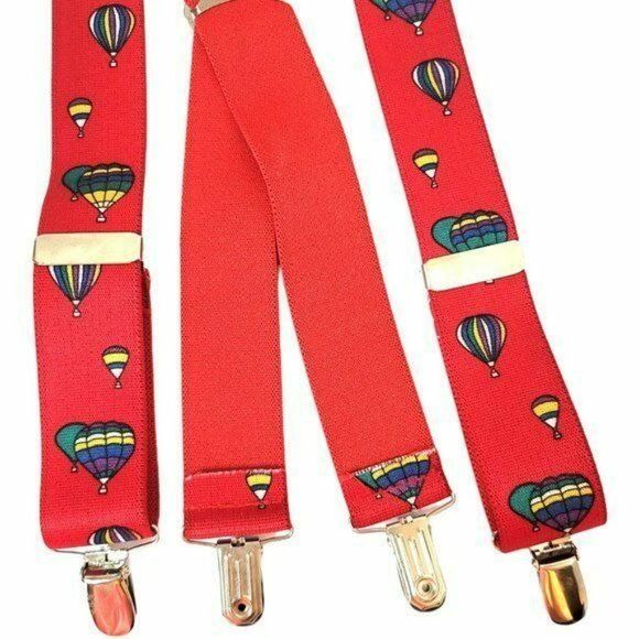 HOT AIR Balloon Suspenders Unisex Elastic Adjustable with Silver Hardware - Picture 6 of 6